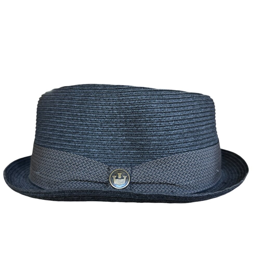 Goorin Bros Sz XL Fedora Cap Hat Banded Black Derby Dapper Retro Paper Clean 22"